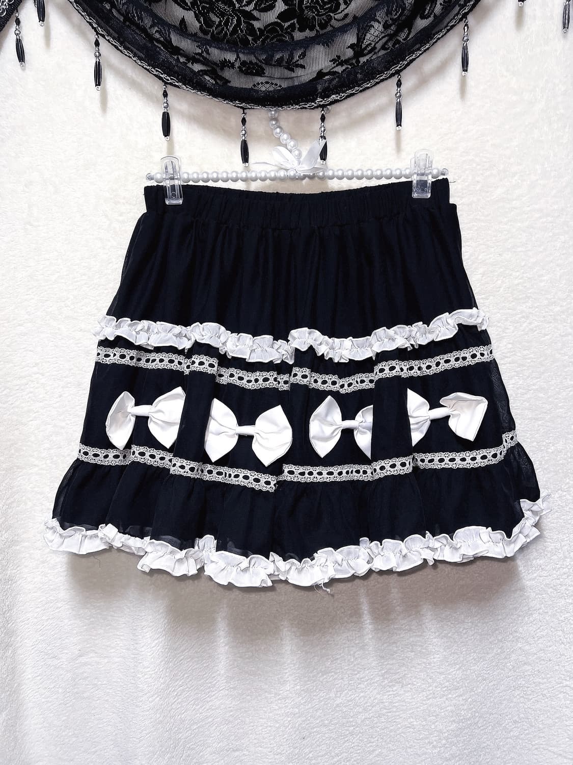 디어리 로맨틱고딕 엔젤릭 고스로리 로걀 갸루 리본 프릴 큐롯스커트 핀터 상품이미지7