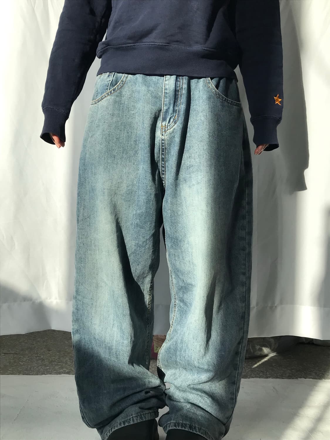 와이드 연청바지  상품이미지1