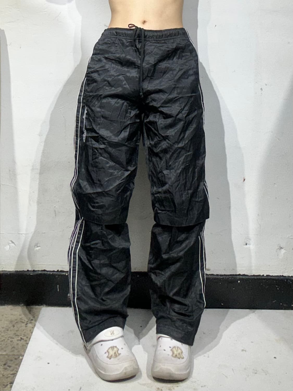 챔피온 블랙 화이트 사이드 라인 트랙 팬츠 M 상품이미지2