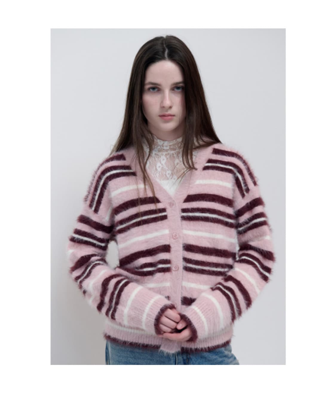 로라로라 플러피 스트라이프 가디건 상품이미지3