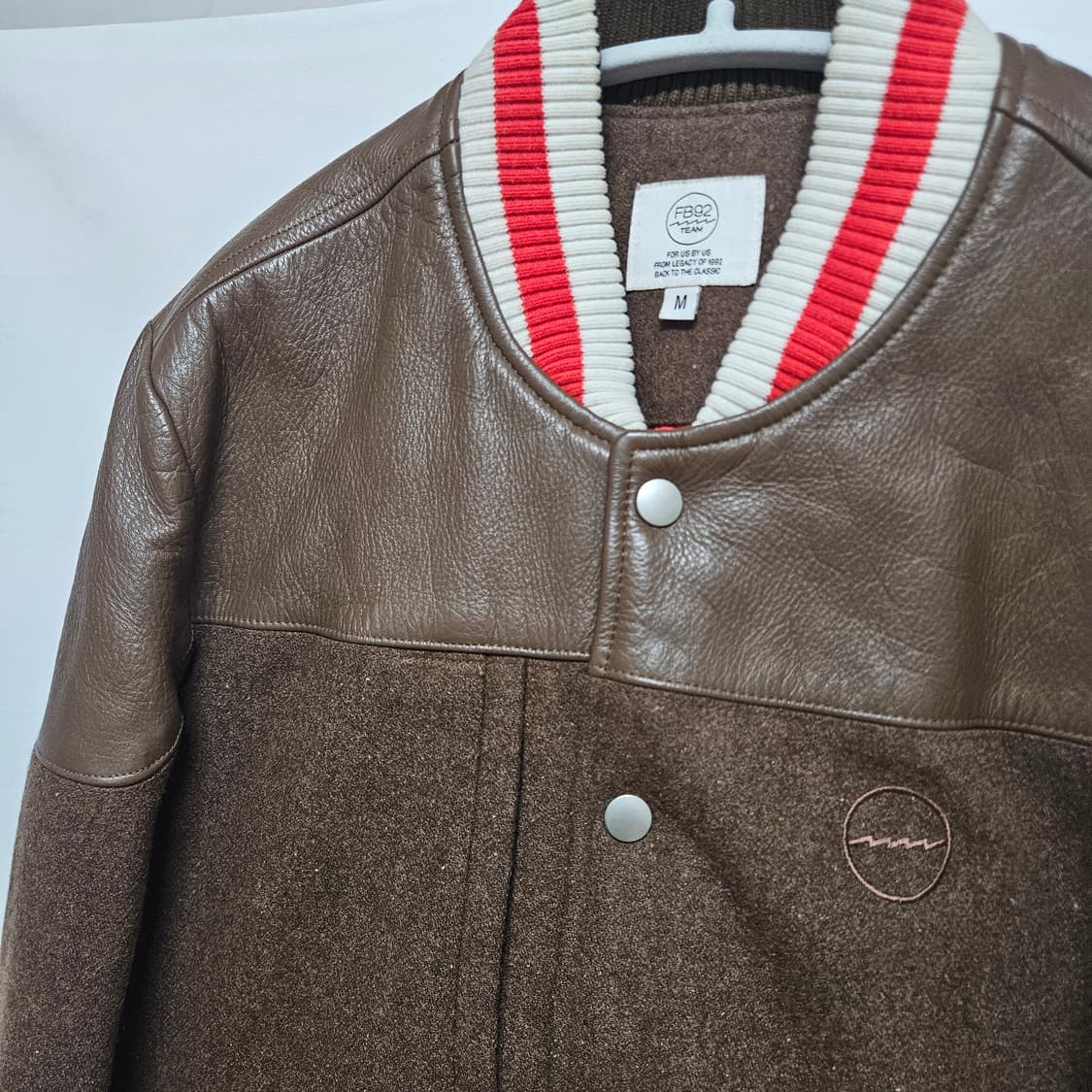 팀FB 92 배색 레더 바시티자켓 M 상품이미지2