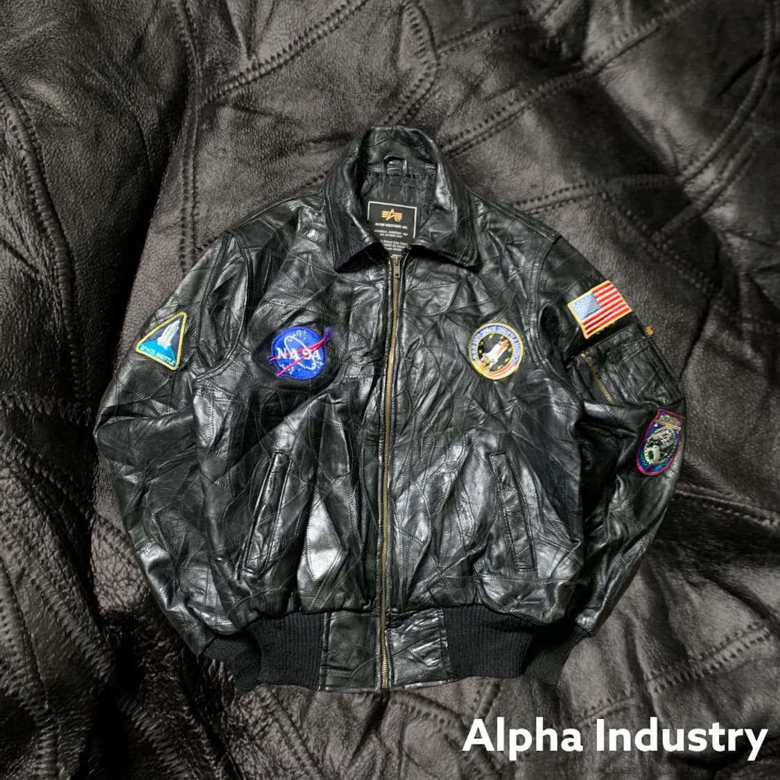 [M] 알파인더스트리 패치워크 가죽자켓 상품이미지1