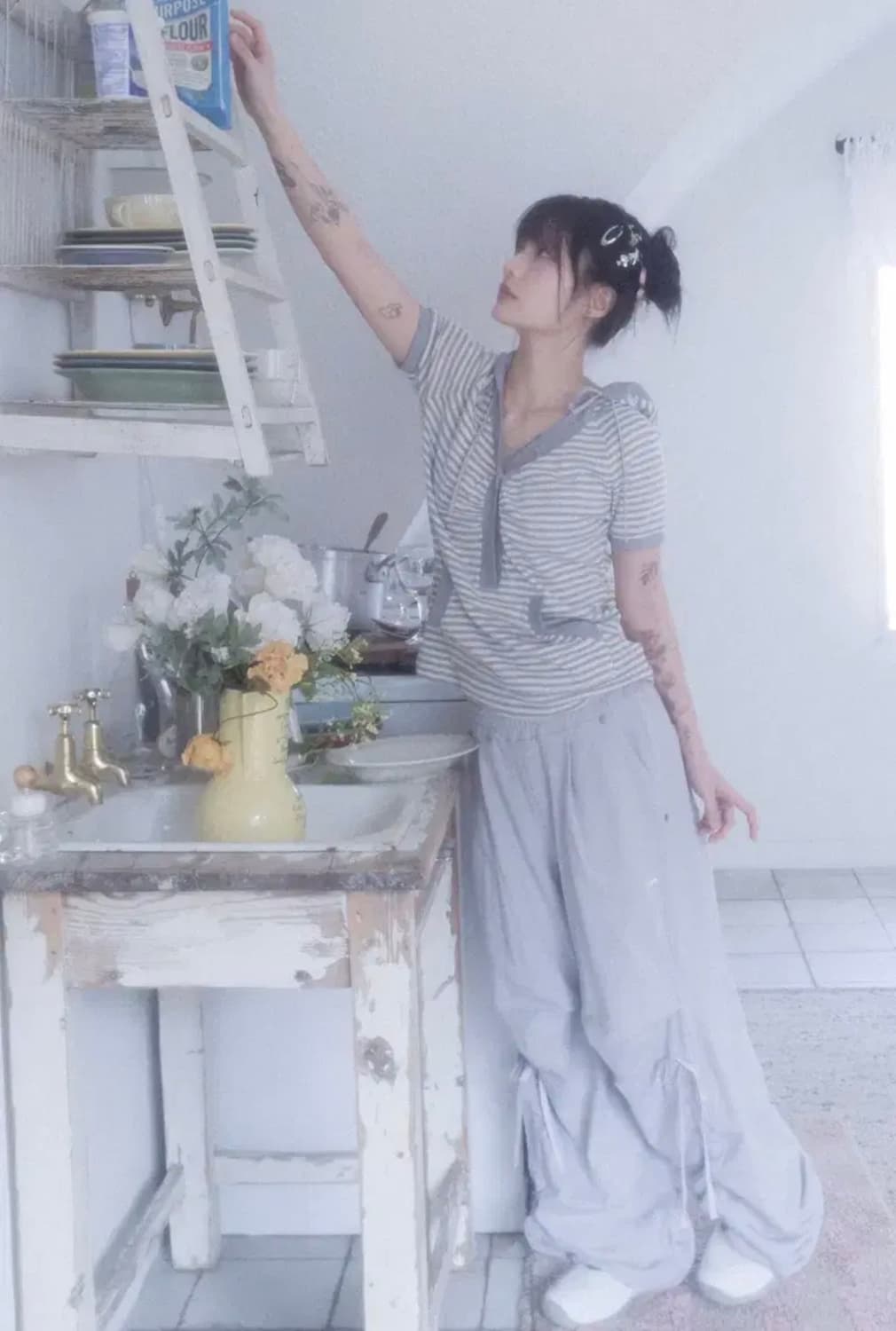 허그유어스킨 와이드 조거팬츠 HS 그레이시블루 상품이미지2