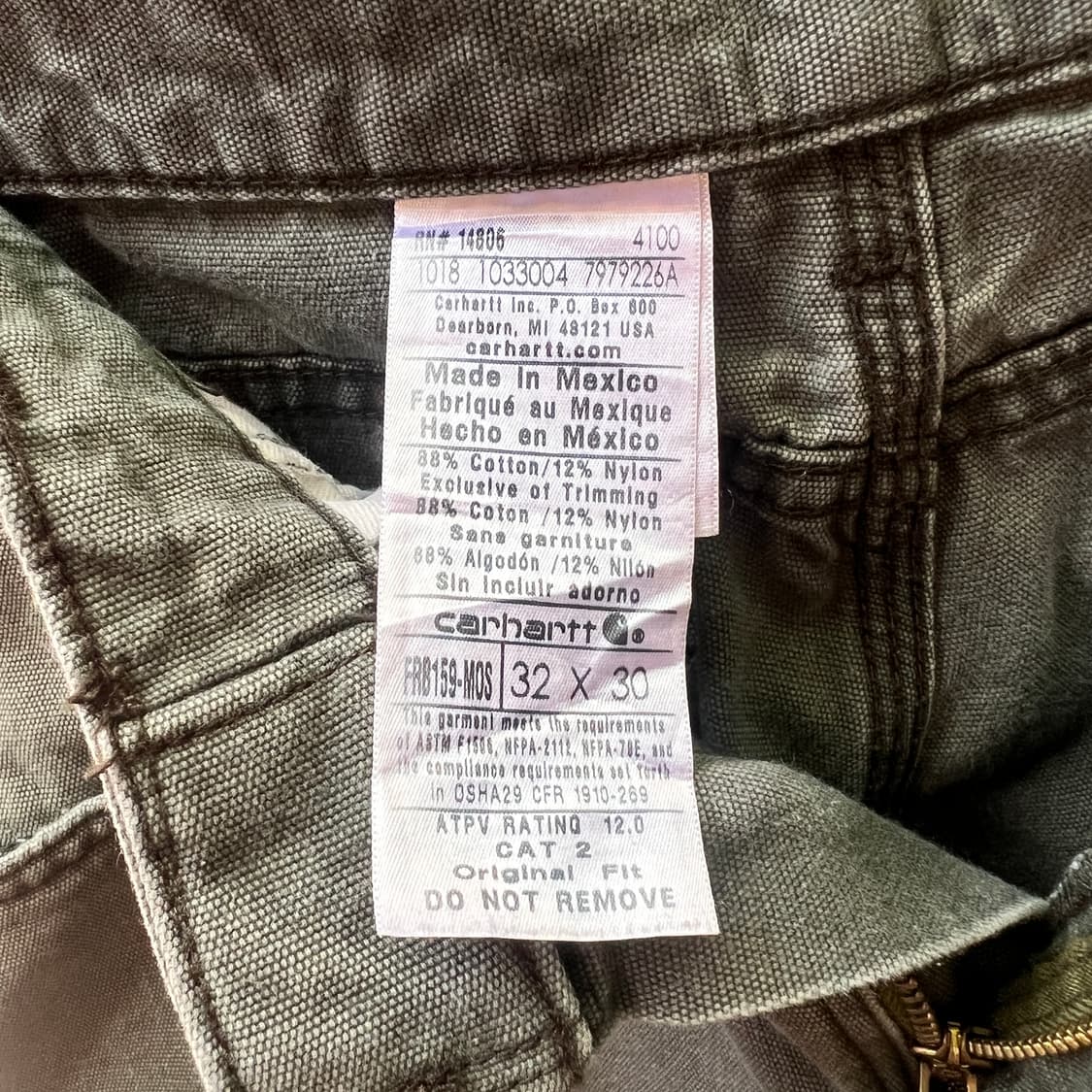 칼하트 FR CAT2 워크 팬츠 모스그린 상품이미지8