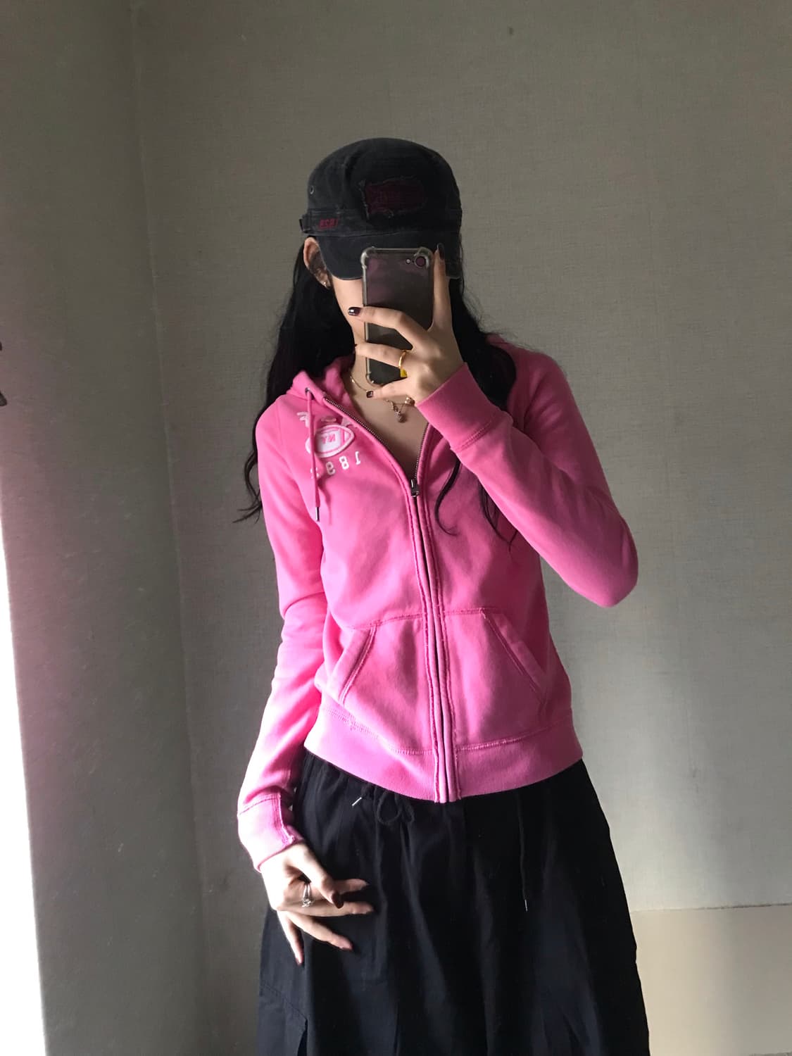 아베크롬비 핑크 슬림핏 후드집업 상품이미지1