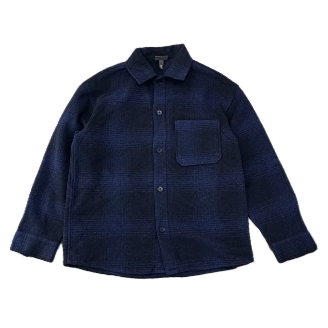 재팬 H&M 블루 깅엄 체크 모직 오버핏 레귤러핏 셔츠 아메카지 스트릿  상품이미지2