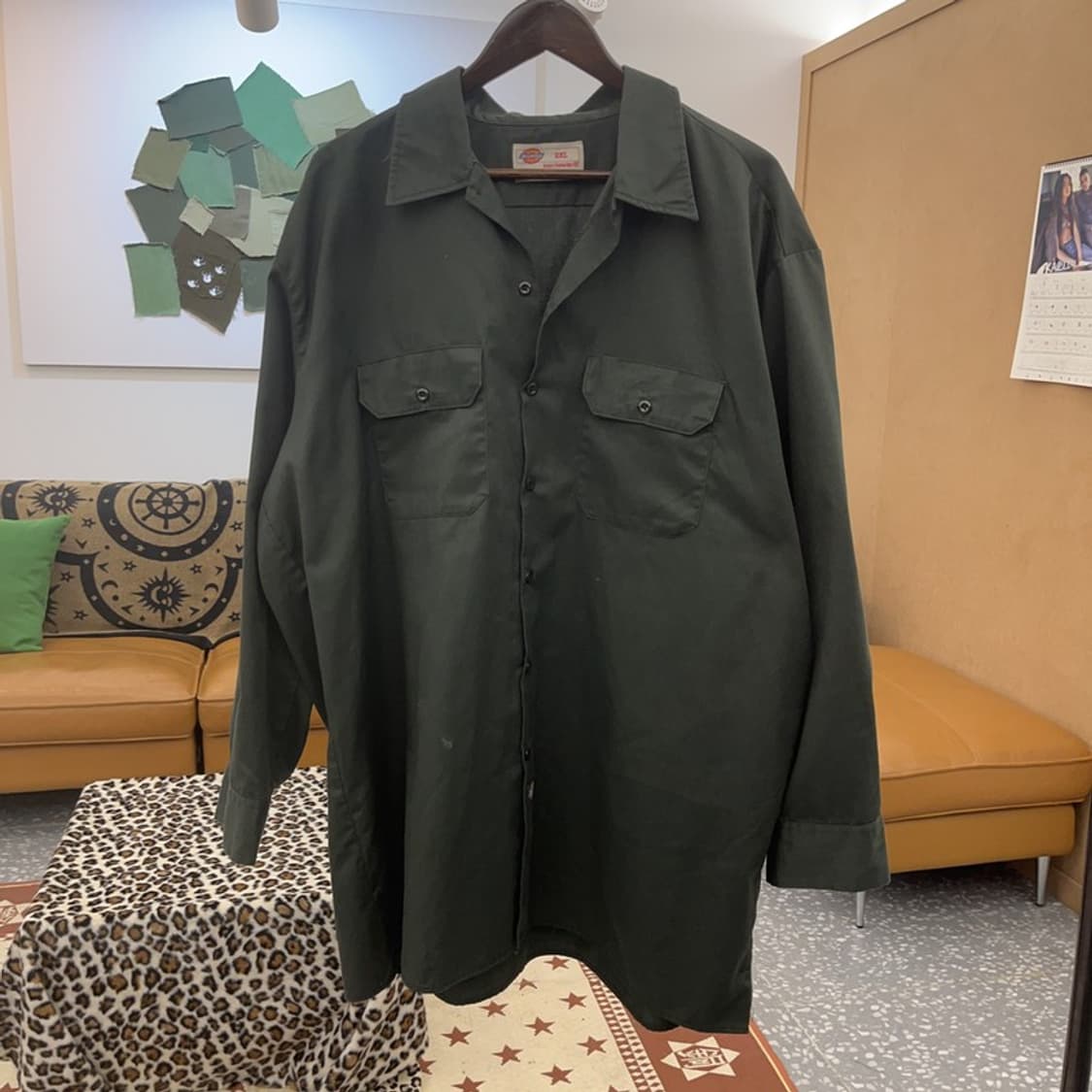 디키즈 90's 레트로 빈티지 빅 다크그린 워크 셔츠 2XL C09040 상품이미지3