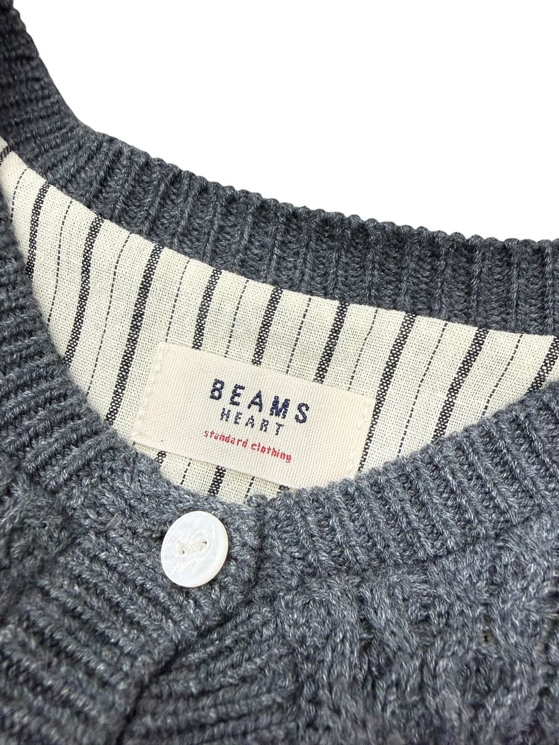 빔즈 하트 스트라이프 니트 배색 원피스 상품이미지6