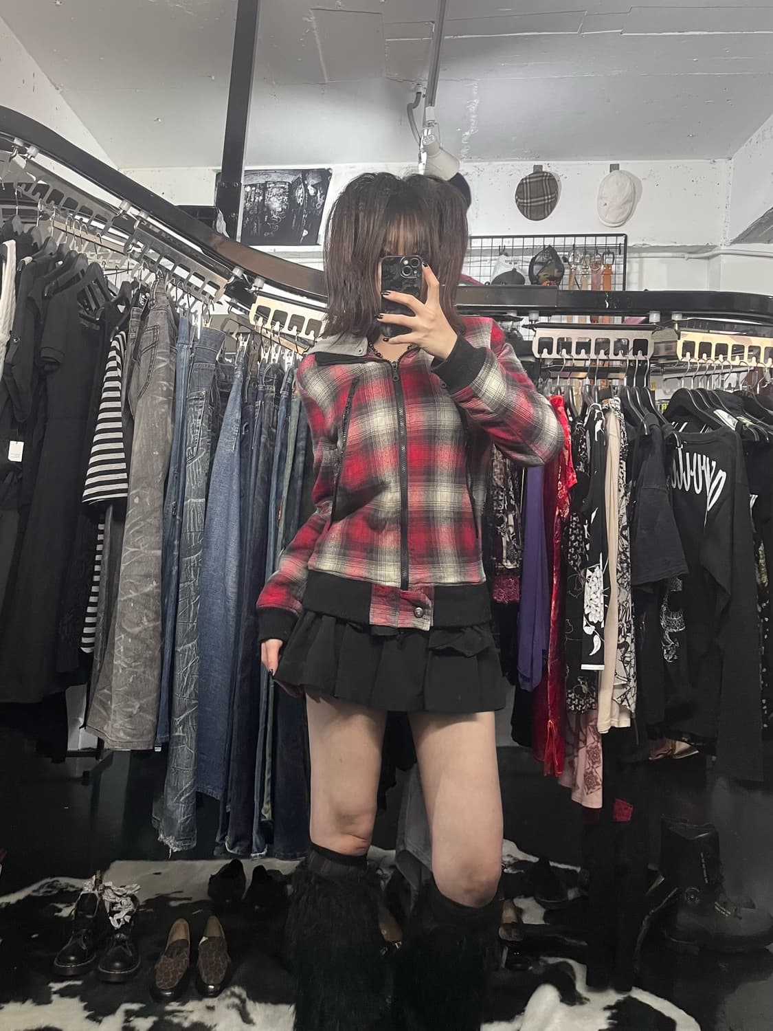 인더아틱 체크패턴 투웨이 후드집업 상품이미지2