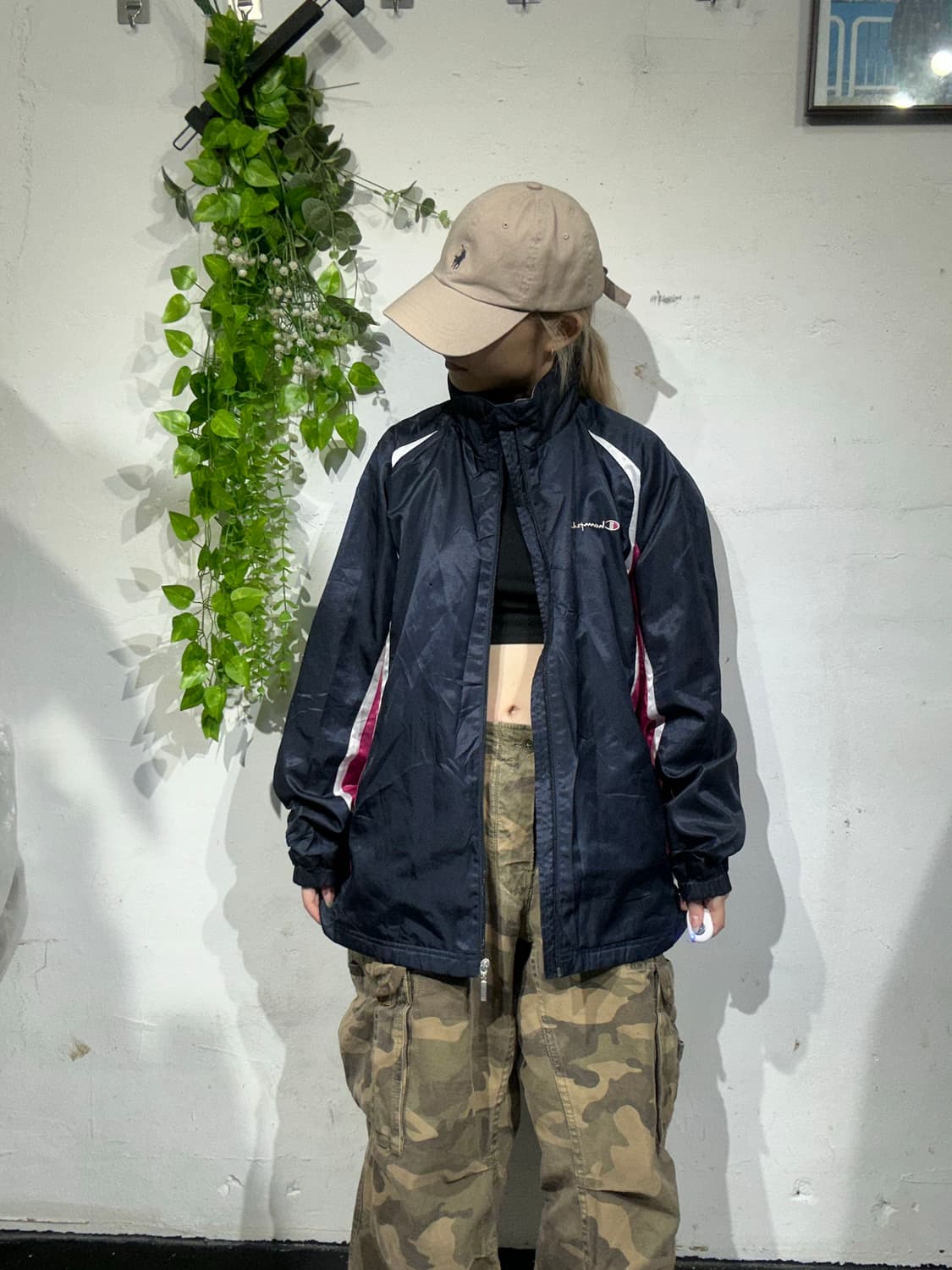 챔피온 네이비 핑크 바람막이 트랙 자켓 L 상품이미지2