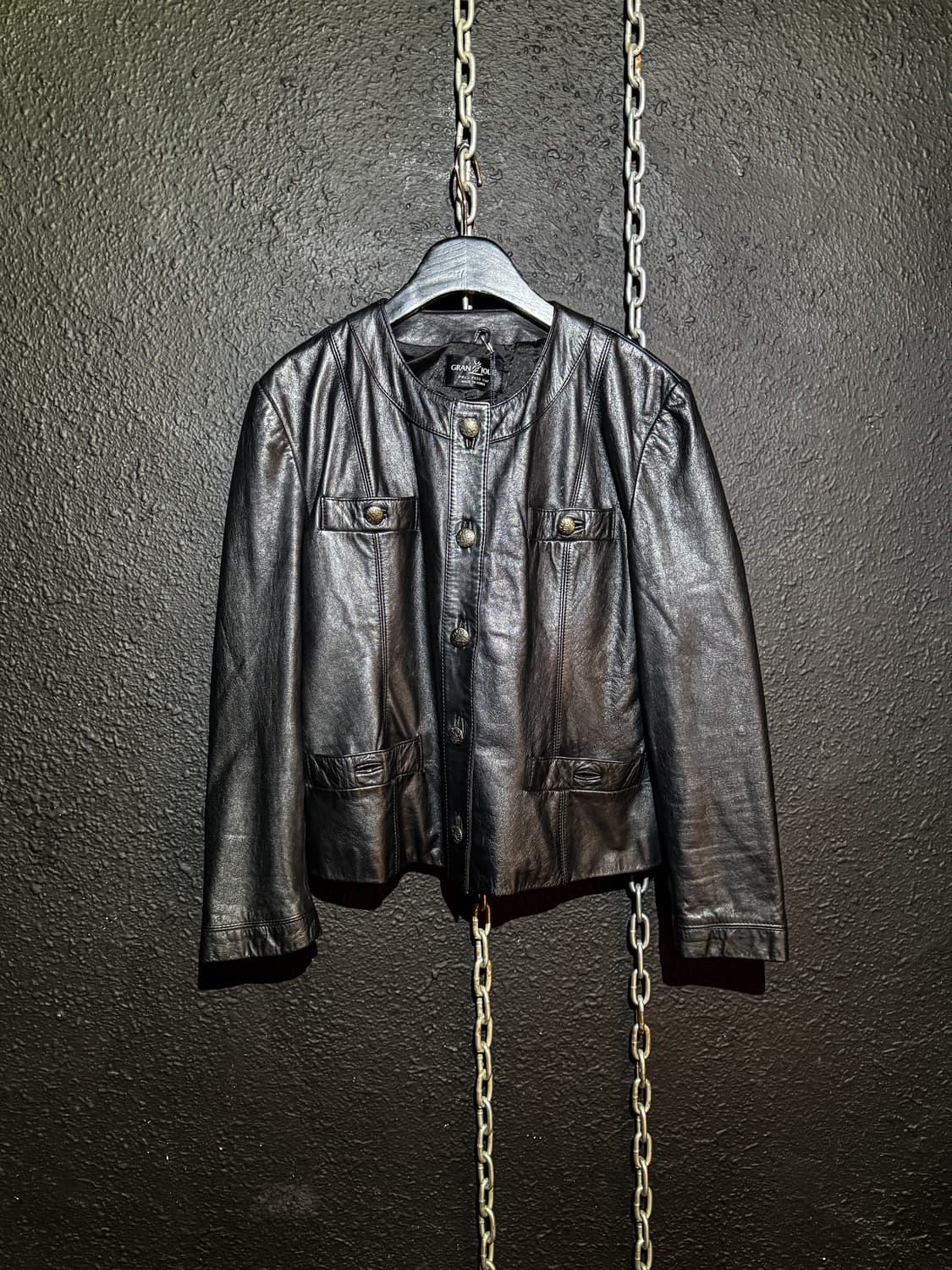 Non-Collar Leather Jacket 상품이미지1