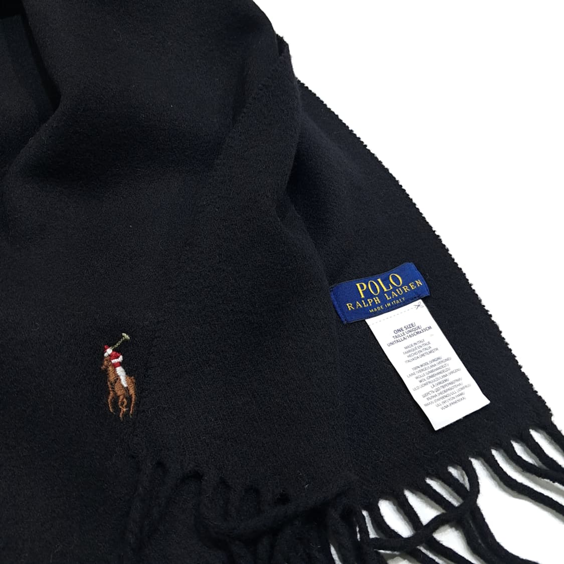 MX566 폴로 이태리판 울 멀티포니 블랙 머플러 목도리 상품이미지6