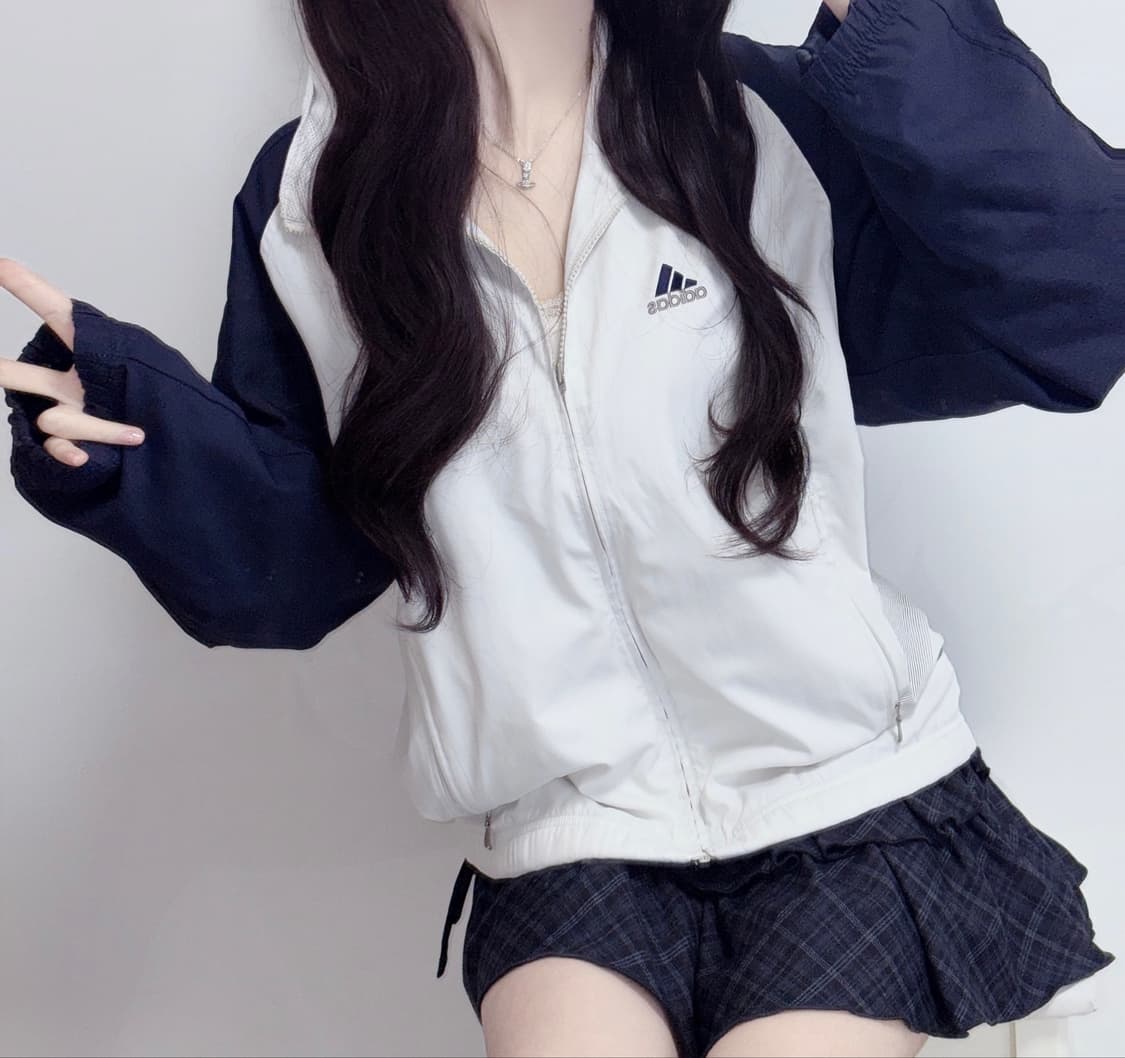 🐰아디다스 화이트 딥네이비 데일리 바람막이 점퍼🤍 상품이미지1