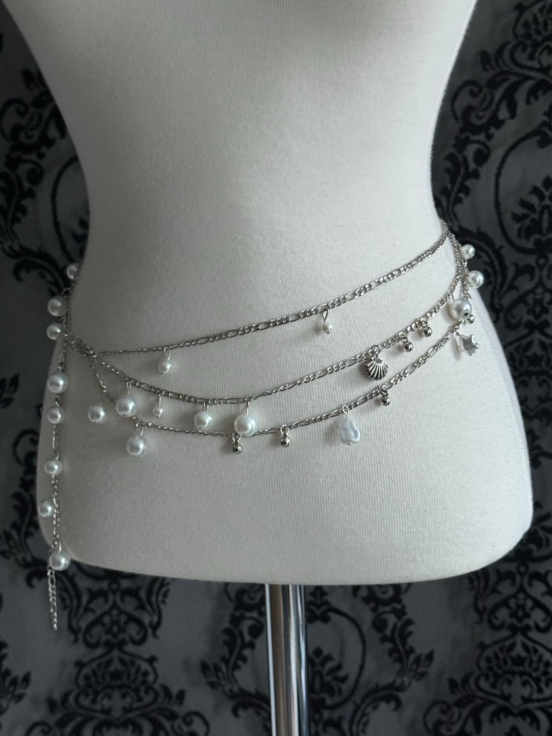 진주 y2k 레이어드 체인벨트 새상품 상품이미지3