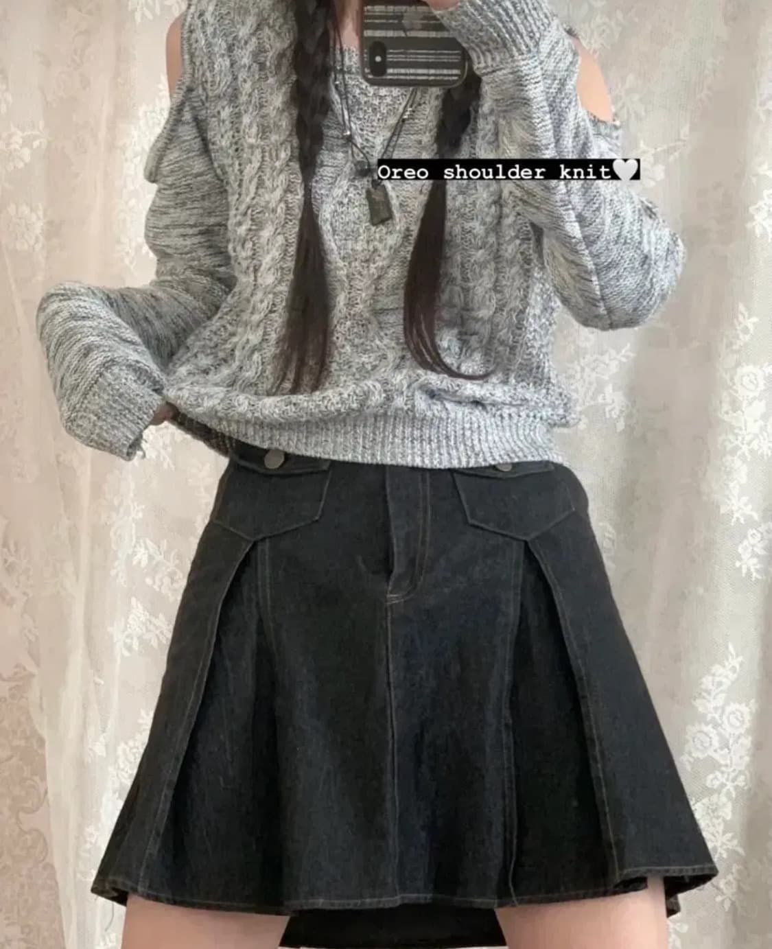 빈티지 케이블 숄더 니트 상품이미지3
