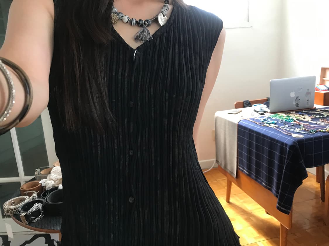 vintage pleats pattern sleeveless 상품이미지4