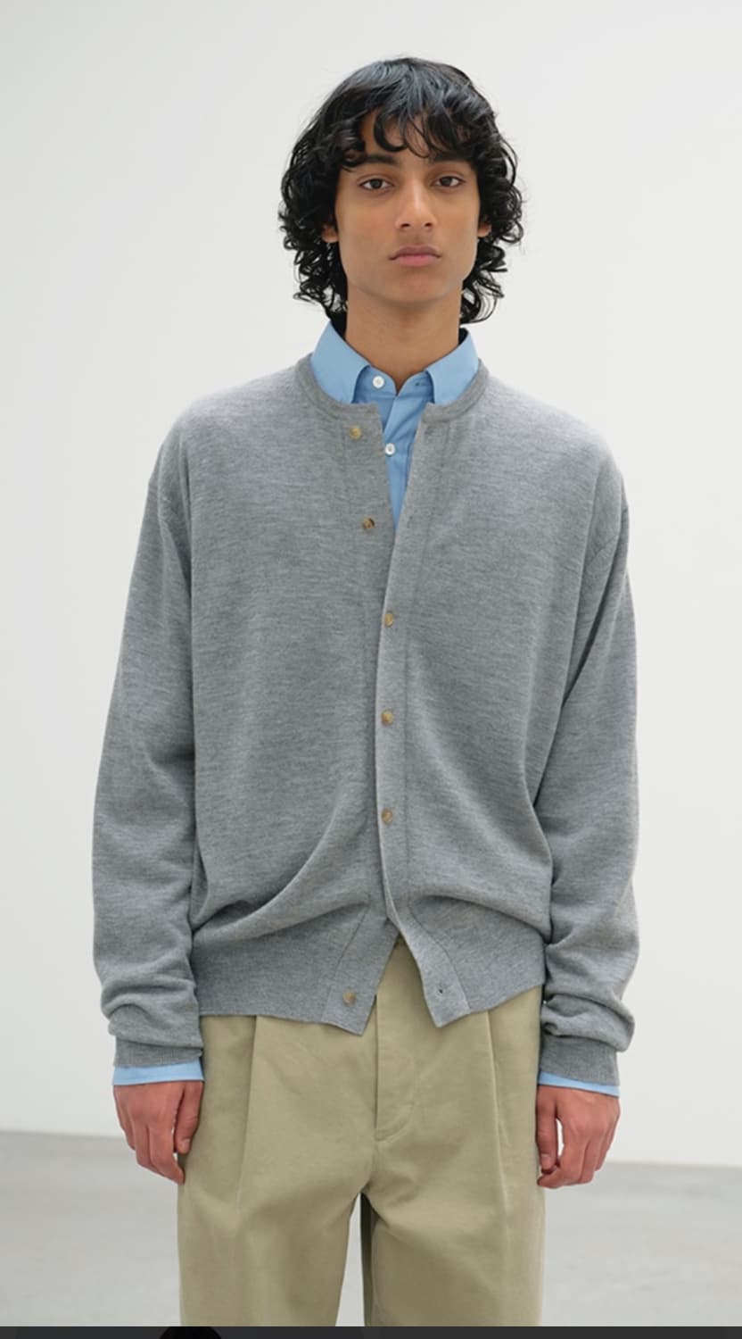 [4사이즈 새상품]25SS 오라리 하드 트위스트 캐시미어 가디건 탑그레이 상품이미지6