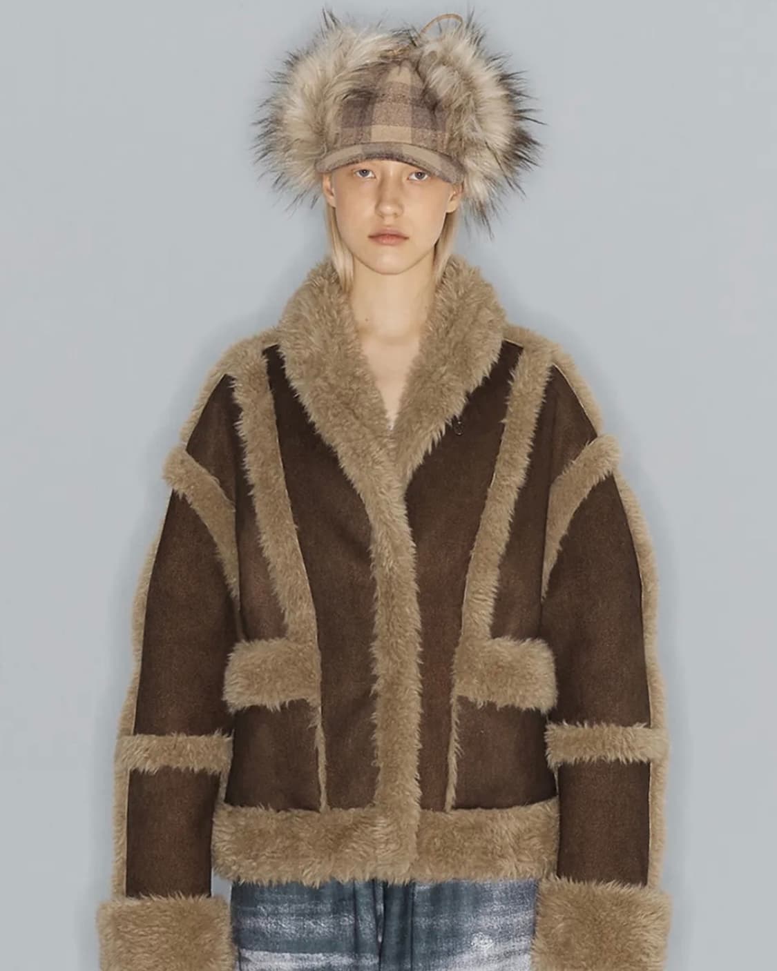 오픈와이와이 자켓 PANELED FAUX-SHEARLING JACKER 상품이미지1