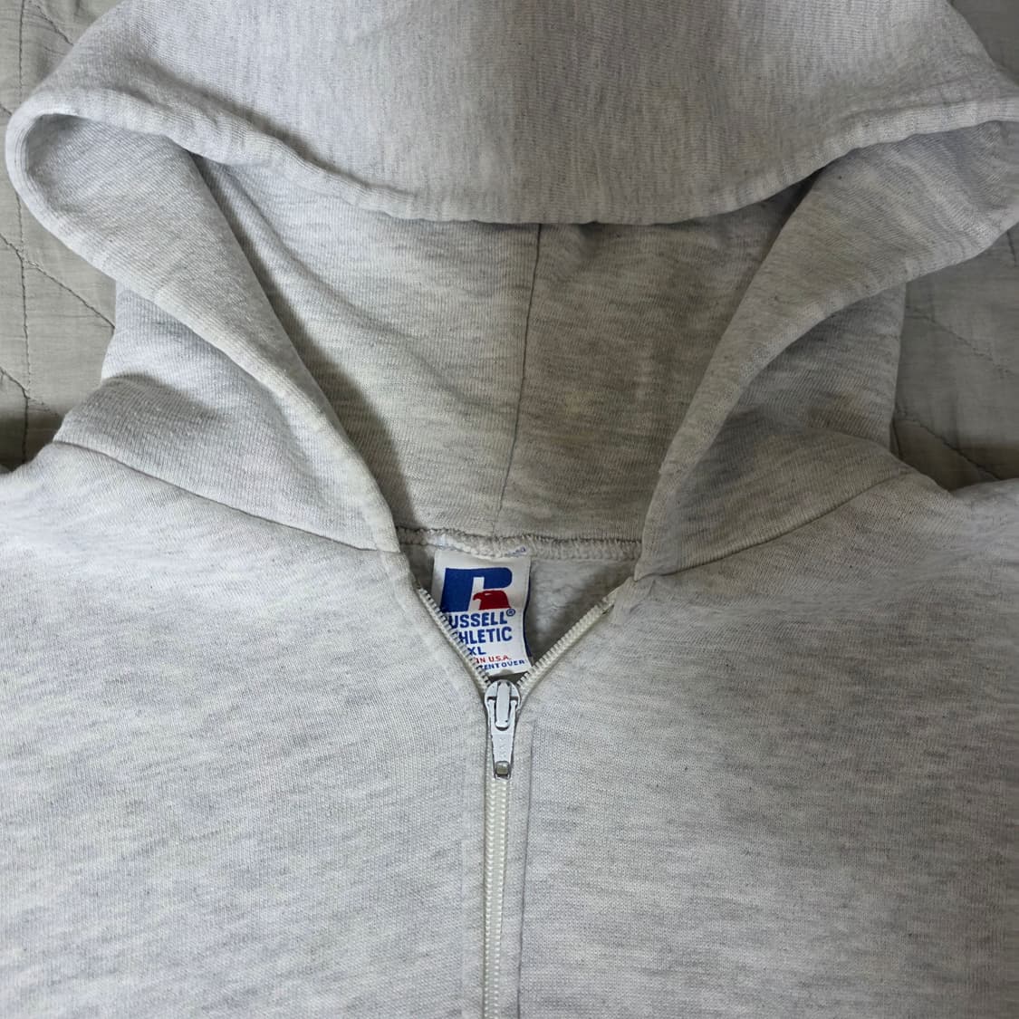 [XL] 90s 러셀 USA 애슬레틱 후드집업 라이트 그레이 ver. 굿 상품이미지4