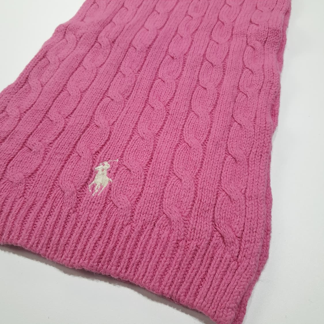 MX652 폴로 90s 코튼울 케이블 화이트포니 핑크 머플러 목도리 상품이미지6