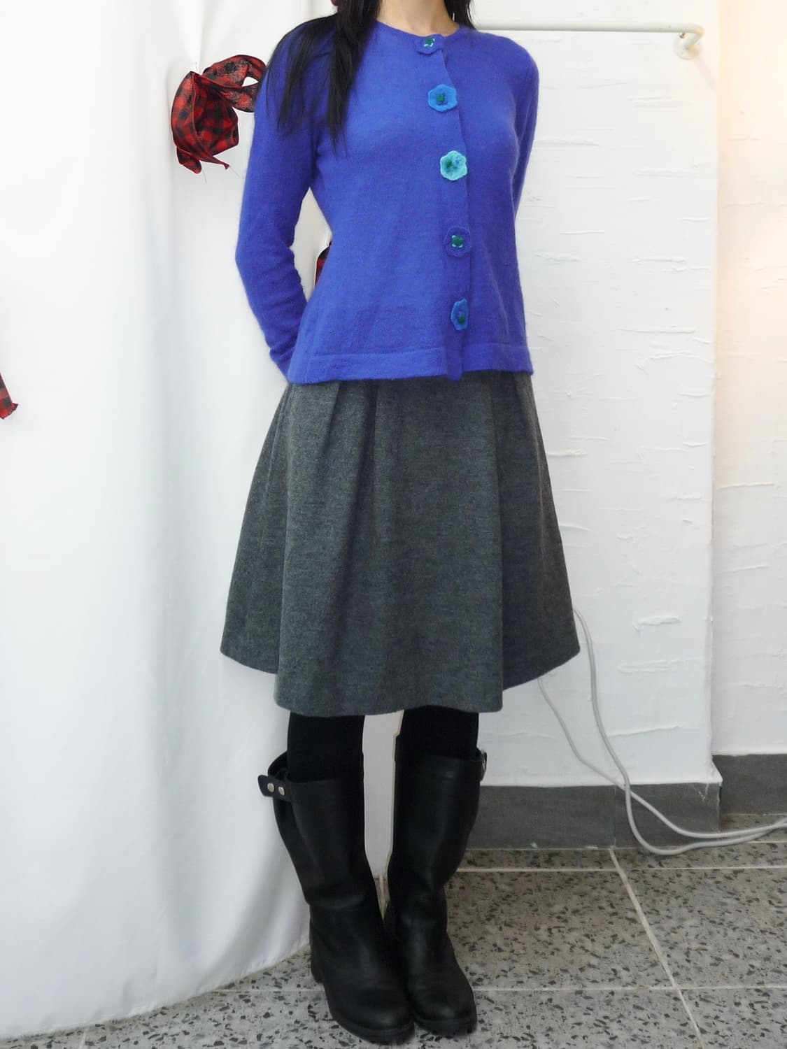 Charcoal flare midi skirt 상품이미지5