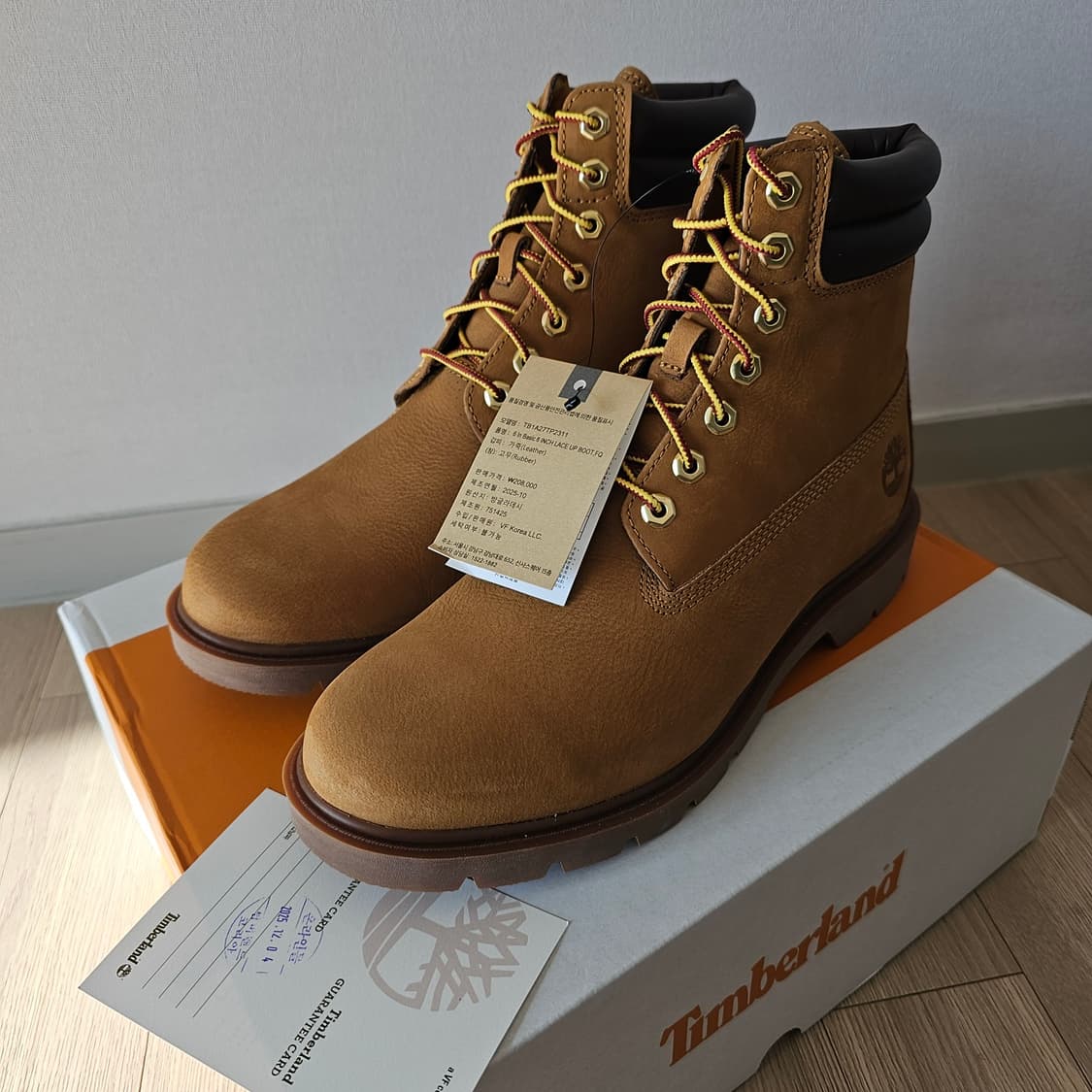 275 새제품 팀버랜드 6인치 레이스업 베이직 부츠 위트 브라운 와이드 상품이미지2