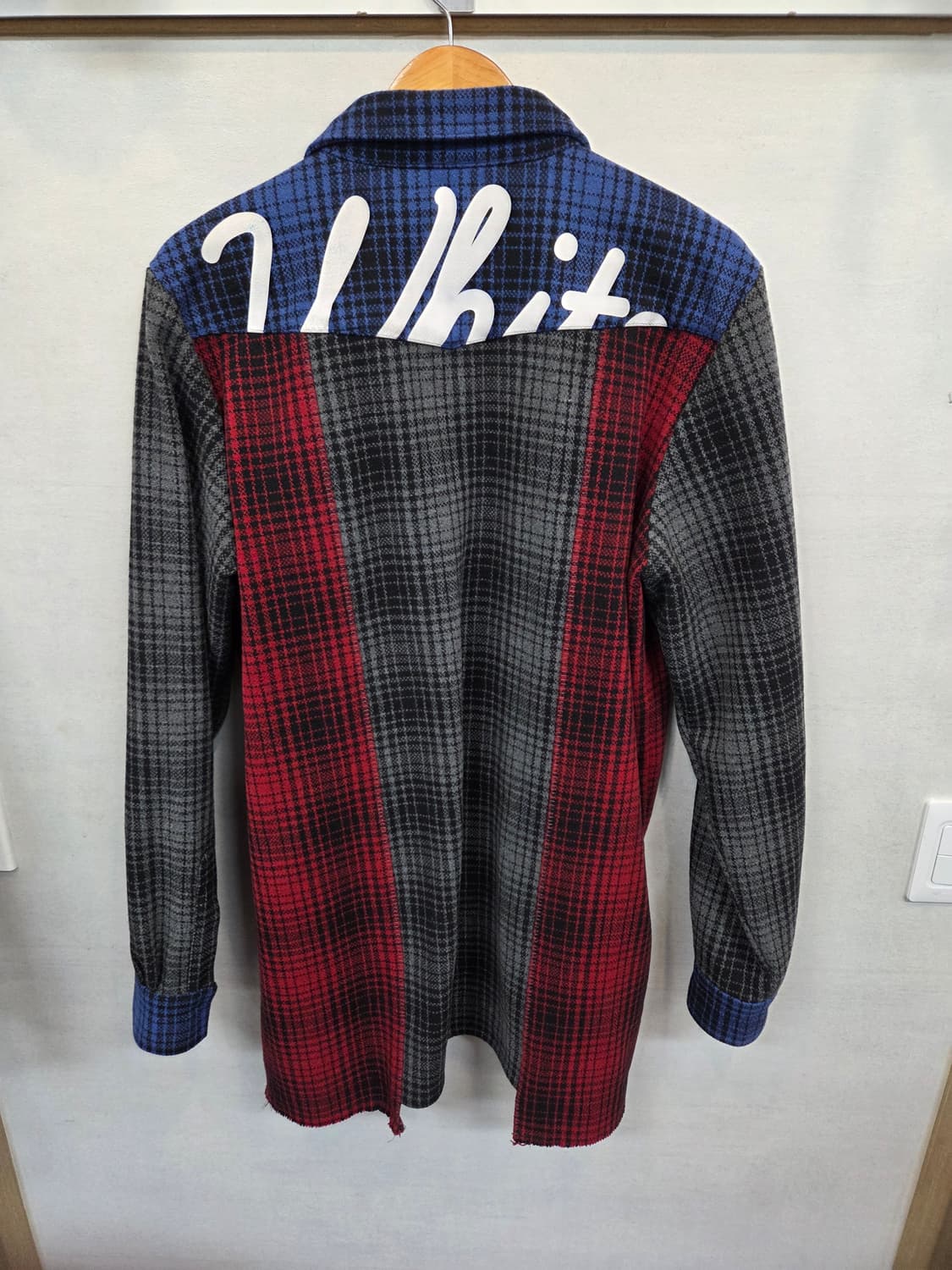 오프화이트 패치워크 플란넬 울 체크 셔츠자켓 L 상품이미지2