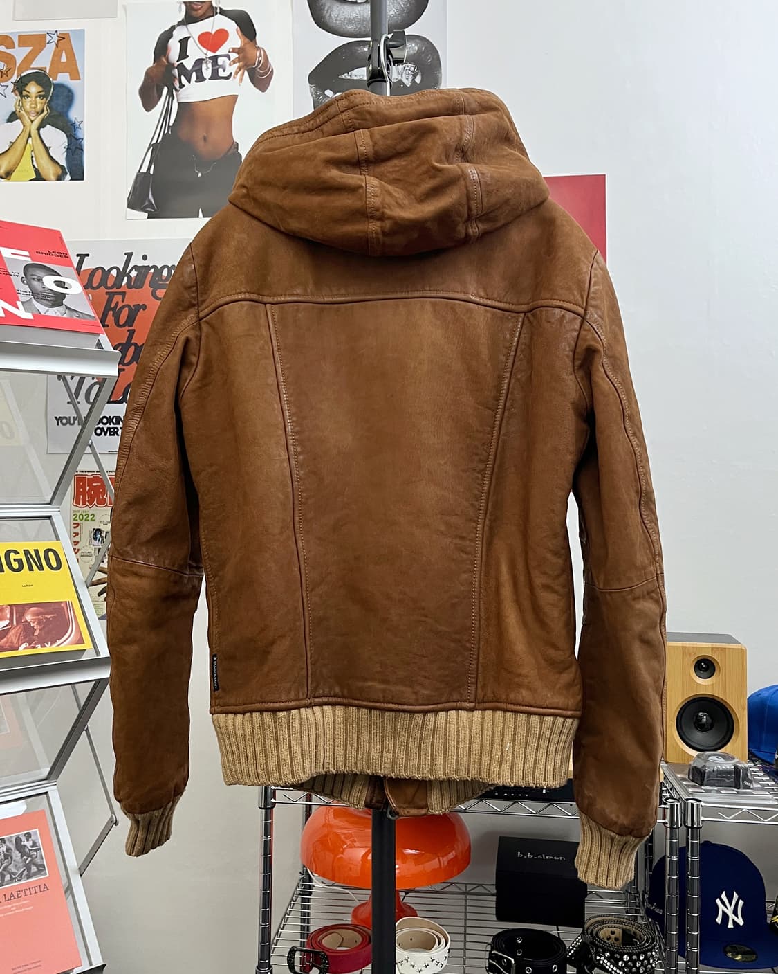 알마니 진스 00s 리얼 레더 봄버 자켓 브라운 상품이미지8