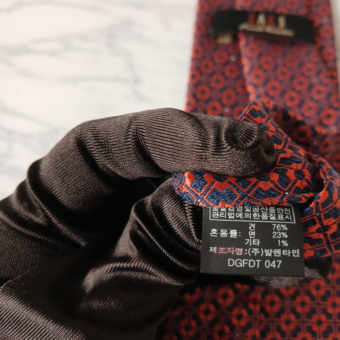 DAKS 닥스 넥타이 네이비 오렌지 패턴 S~A+등급 E896
 상품이미지10