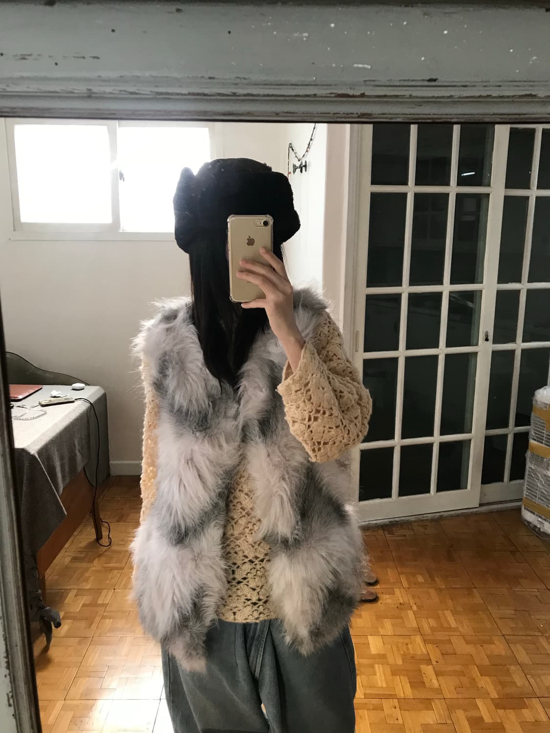 vintage eco fur vest 상품이미지4