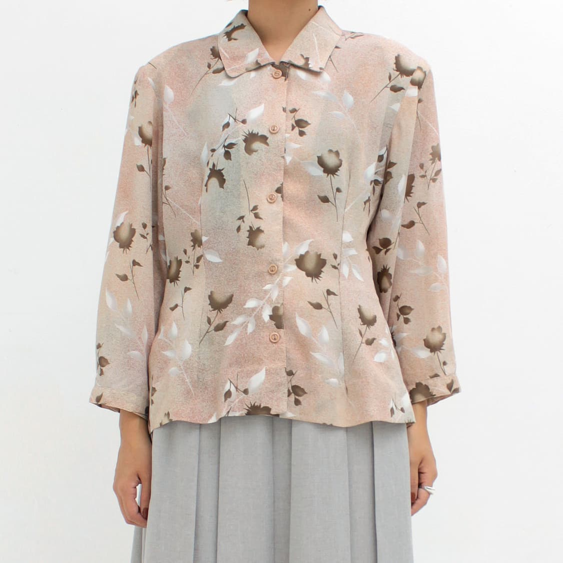 일본 빈티지 플라워 패턴 블라우스 상품이미지1