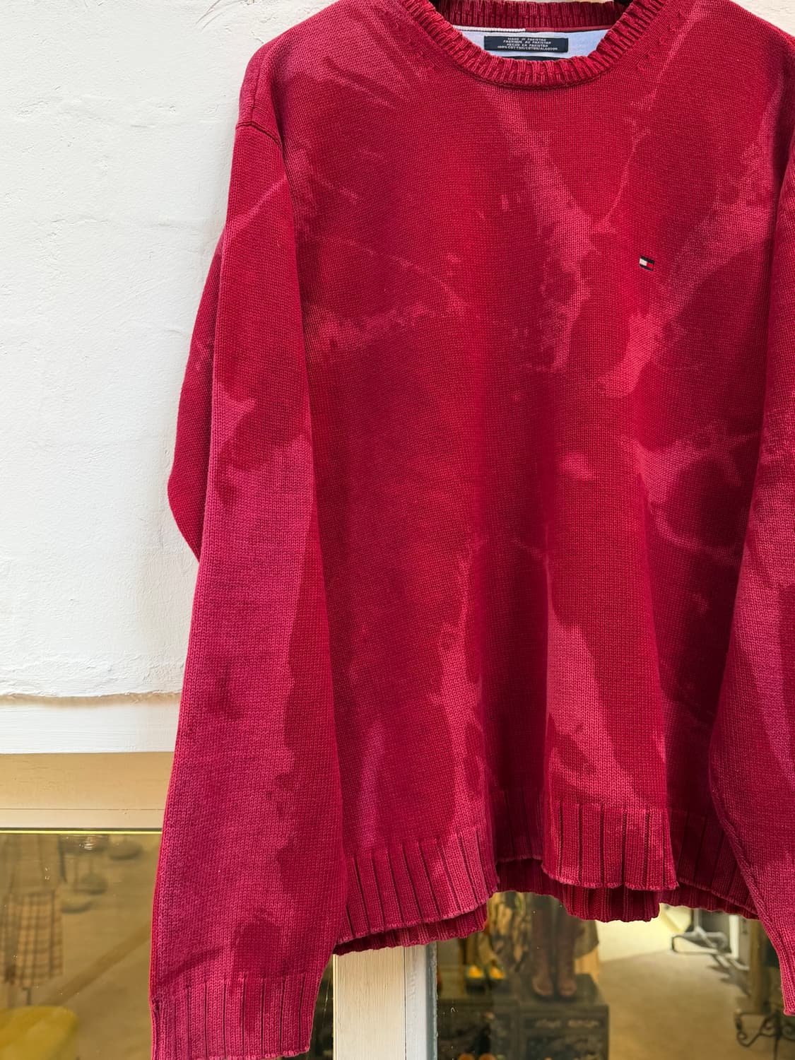 Tommy Hilfiger 레드 코튼 다잉 워시드 니트 스웨터 상품이미지5