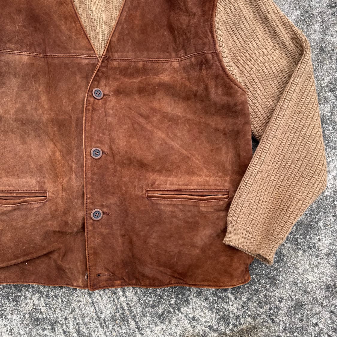 [L~XL] Made In Italy 가죽 디테일 니트 가디건 자켓 상품이미지5