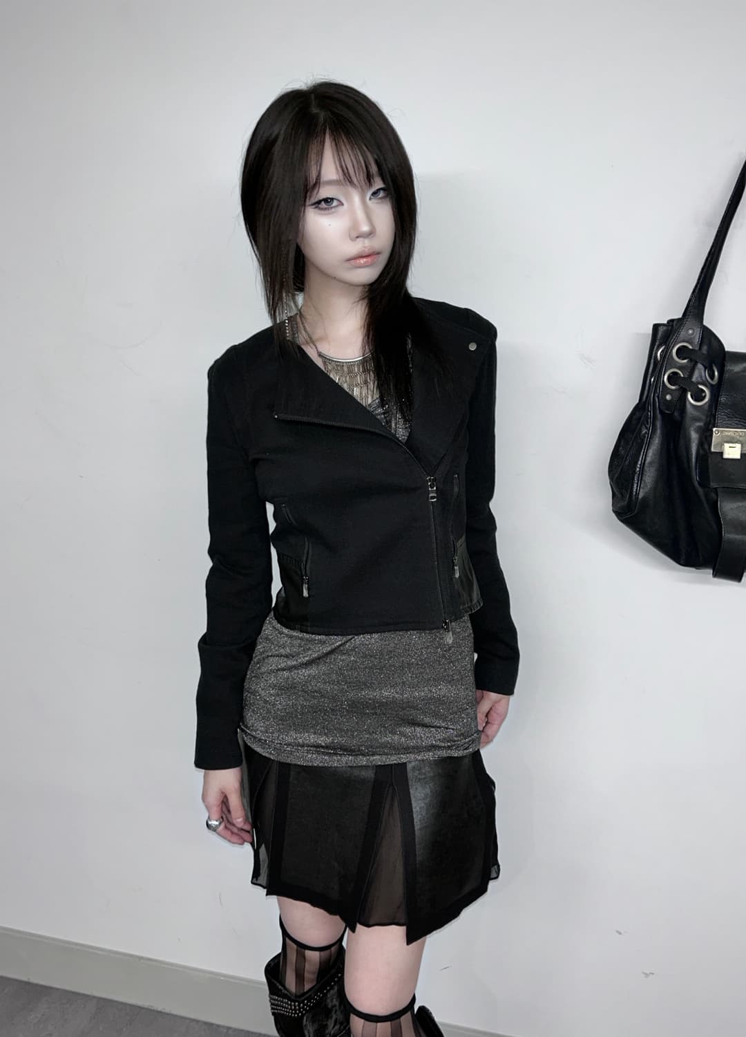 deadstock* 아르마니 사선 지퍼 트위드 크롭 자켓 상품이미지1