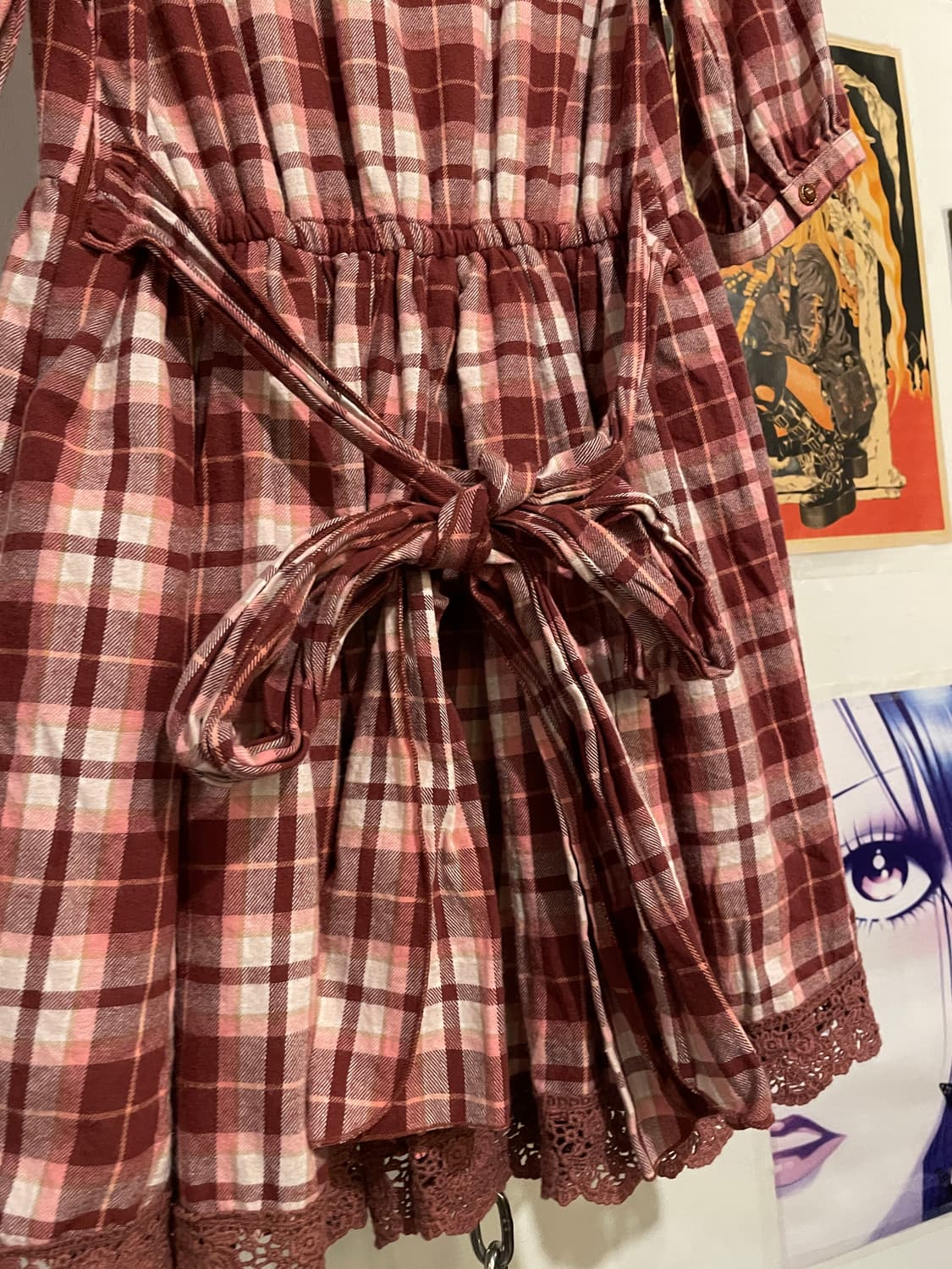 liz lisa 리즈리사 시스루 레드 체크 스트랩 미니 원피스 상품이미지9