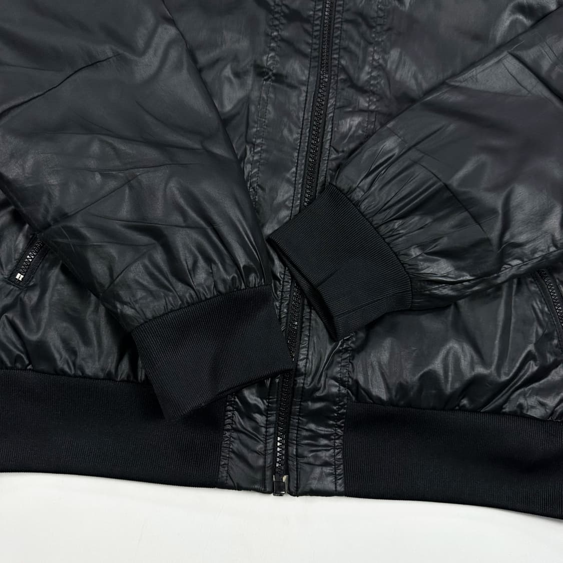 (하자존재) 아디다스 올드스쿨 삼선 바람막이 져지 올블랙 XL 상품이미지5