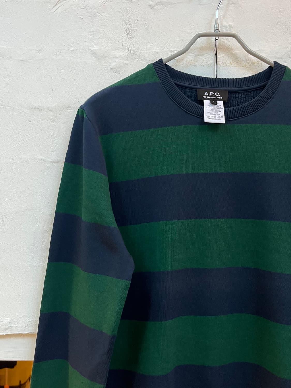 A.P.C 스트라이프 맨투맨 그린 네이비 S 상품이미지3