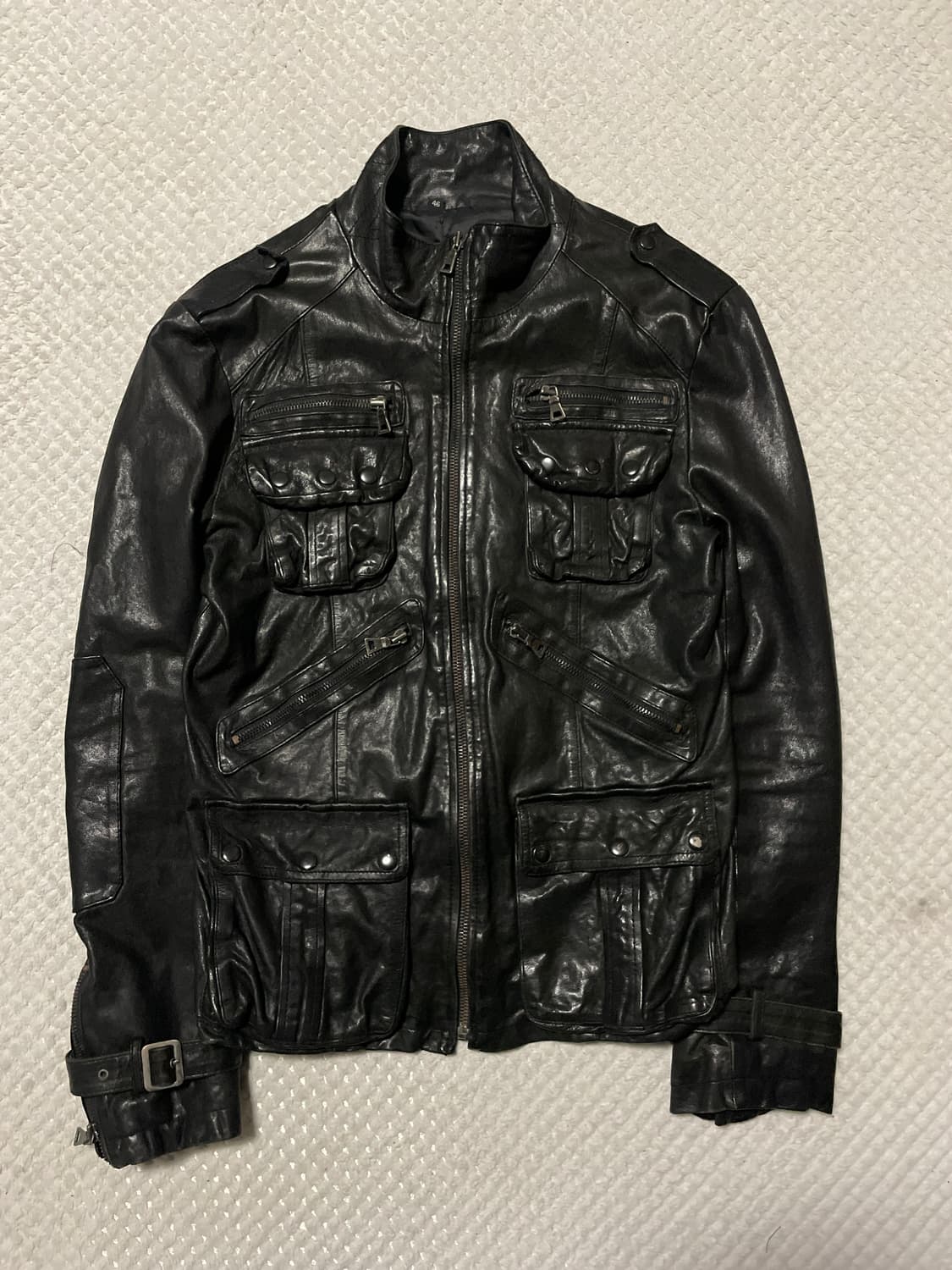 [46] 광희시장 웨스턴 무드 램스킨 양가죽 포켓 레더 자켓 상품이미지1