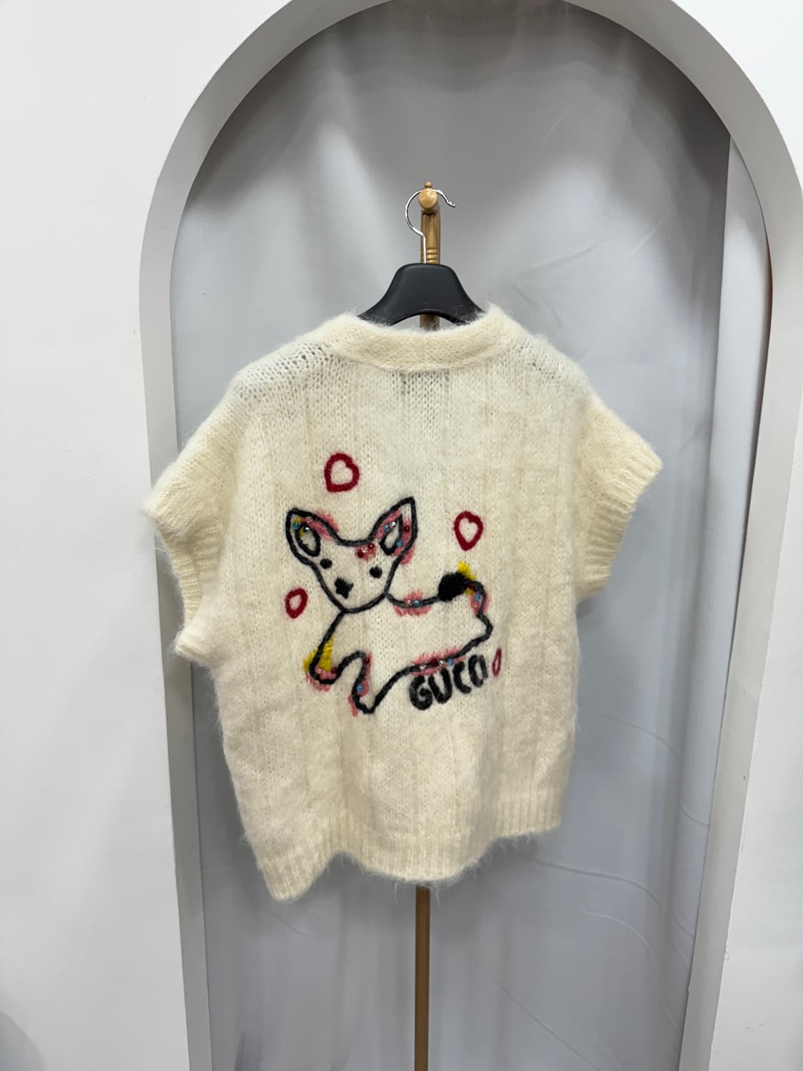 백화점판 구찌 강아지 모헤어 집업 가디건 S  상품이미지1