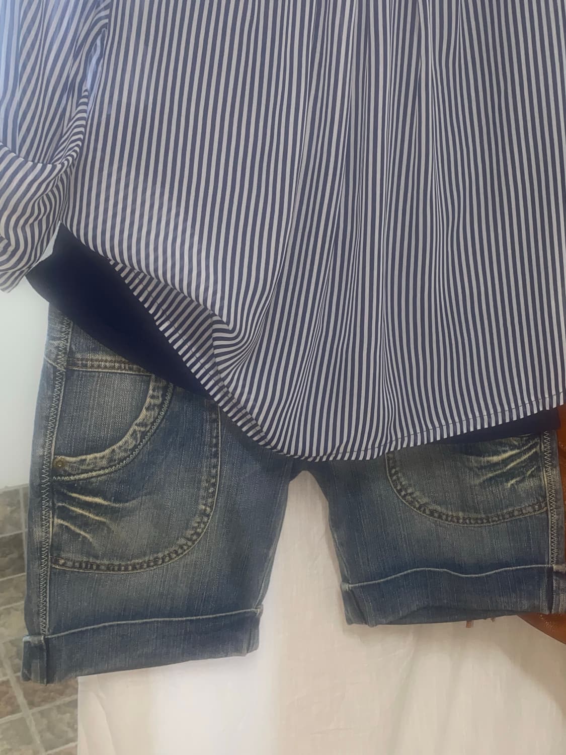 롤업 데님 반바지 상품이미지1