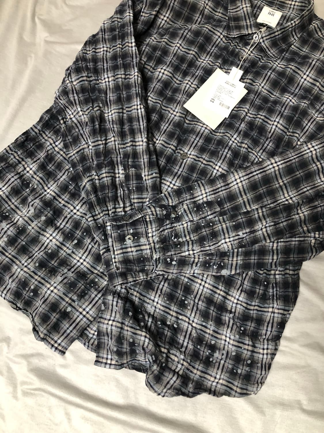 3) 폴리테루 컨트리 체크 셔츠 워시드 네이비 페인티드 상품이미지2