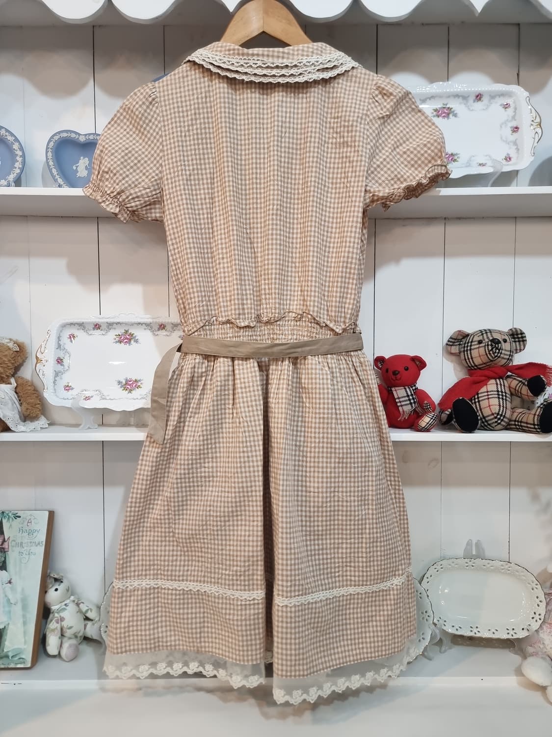 axes femme베이지 체크 레이스카라 원피스 상품이미지7