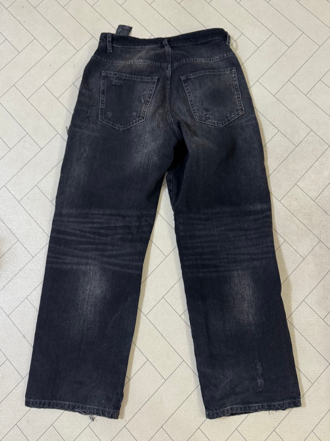 자라 zara 와이드 흑청 데님 배기진 상품이미지2