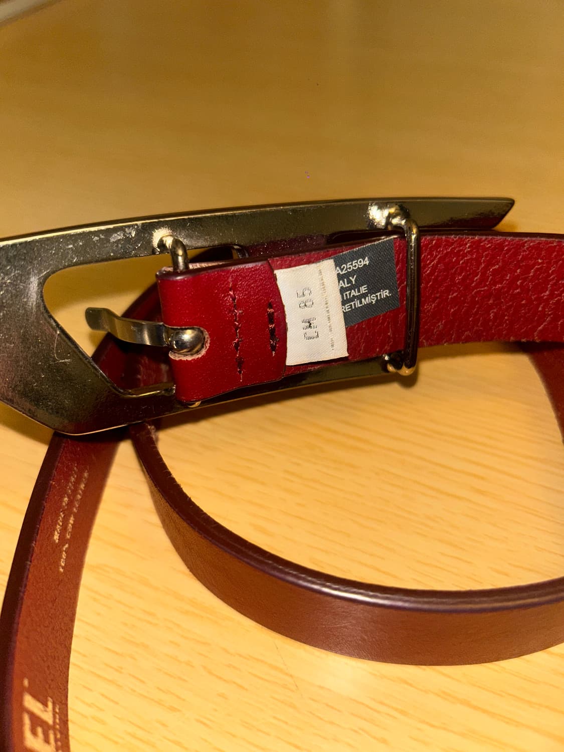 디젤 B-1DR 레더 벨트 D 버클 레드 상품이미지3