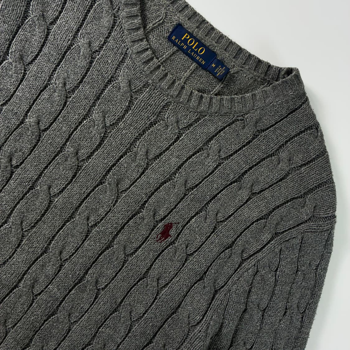 Polo  폴로 랄프로렌 자수 코튼 그레이 꽈배기 니트  상품이미지3