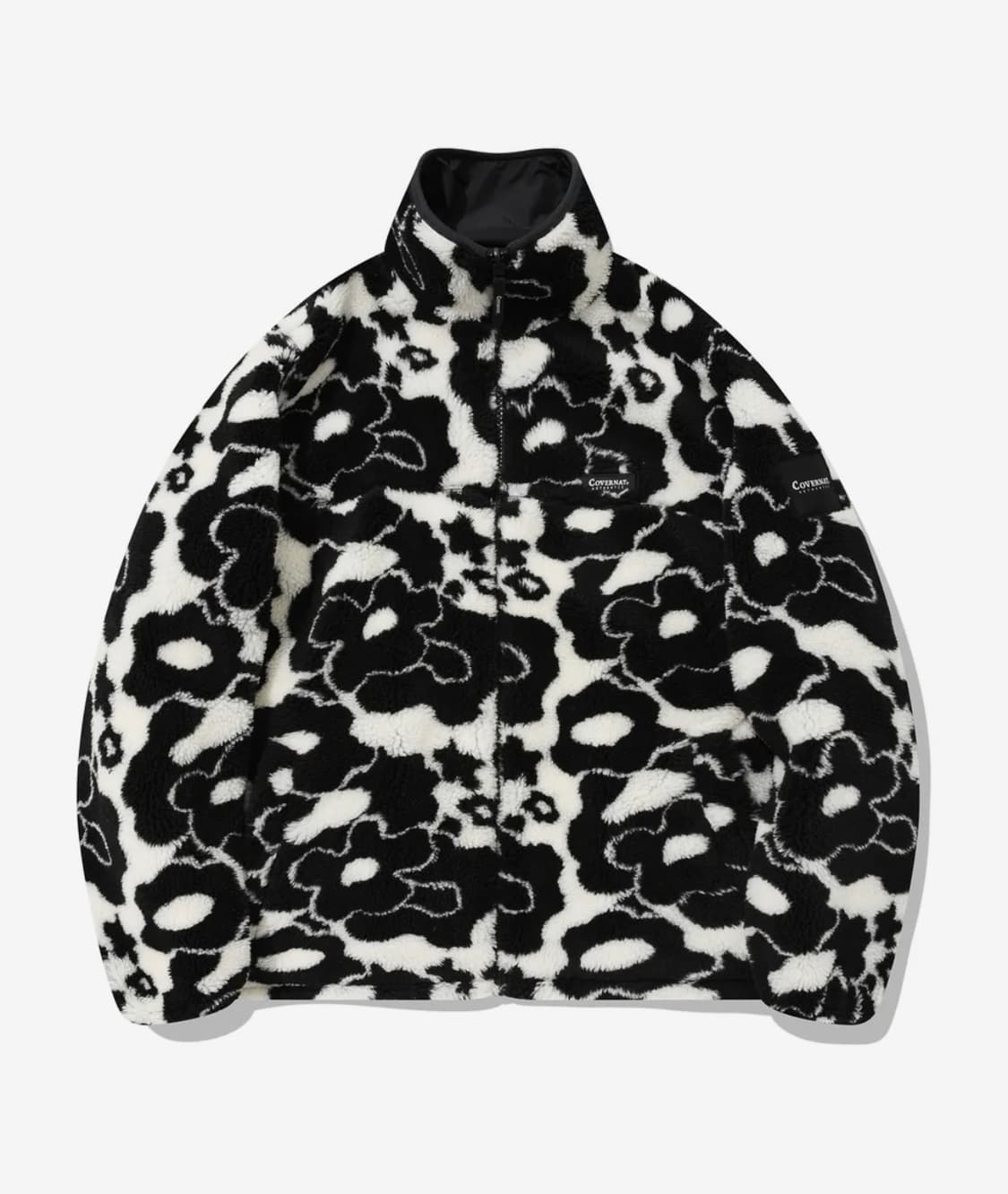 커버낫 플라워 리버시블 플리스 집업 자켓 블랙 상품이미지2