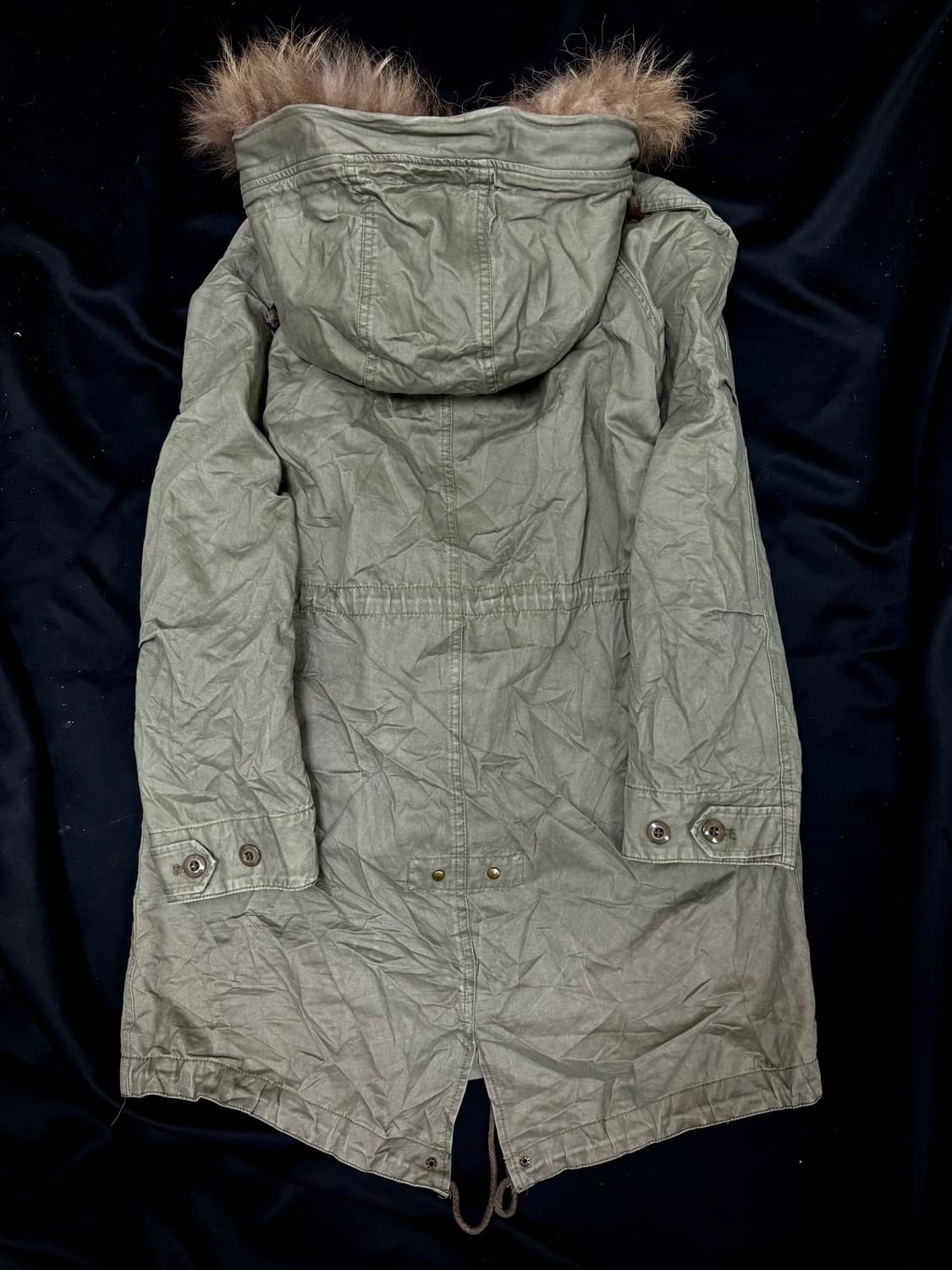 Leopard Detail Khaki Fur Hoodie Field Ja 상품이미지5