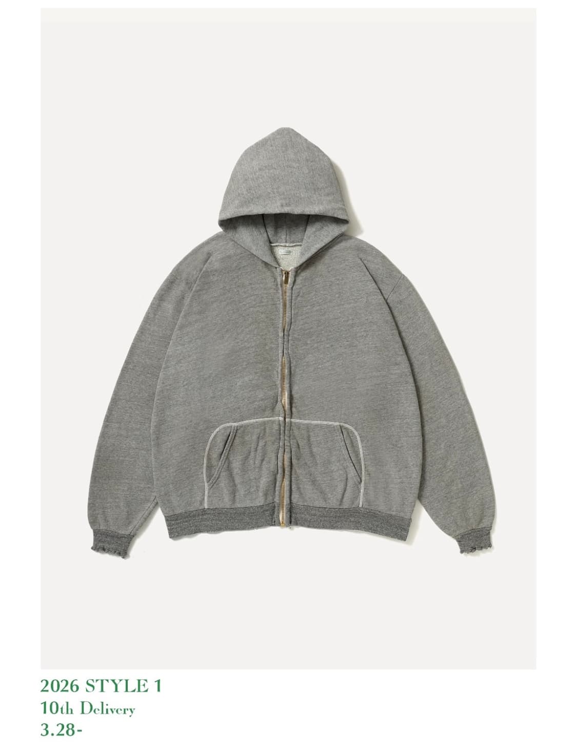 아프레쎄 26ss 빈티지 라이트웨이트 후드 집업 그레이 상품이미지1