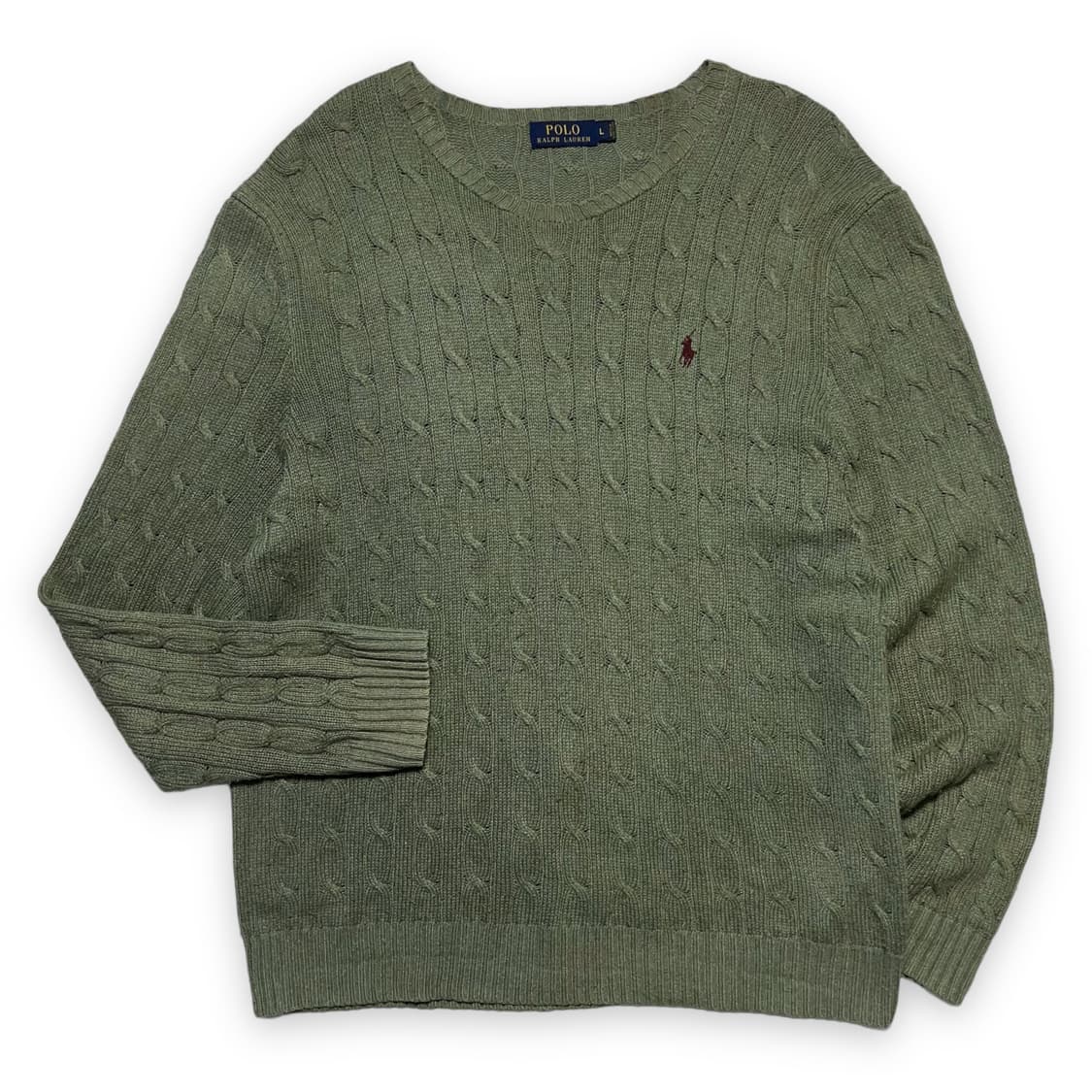 폴로 신형 라운드넥 카키 케이블니트 상품이미지1