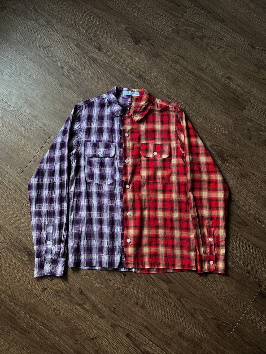 M.C.W 하프앤하프 옴브레 체크 셔츠 상품이미지7